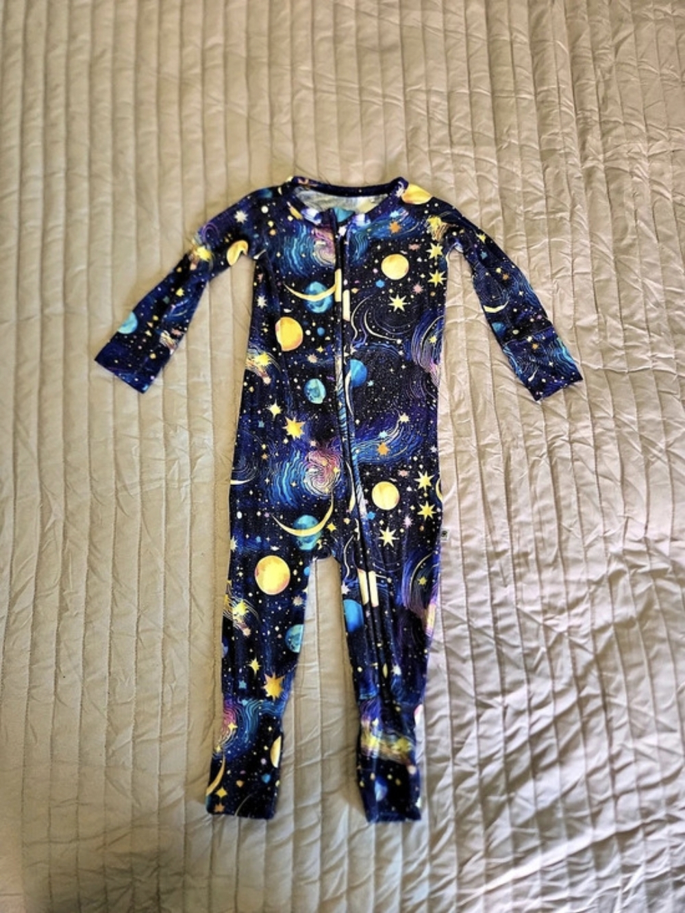 Bums & Roses I Need Space Bamboo Footie Sleeper Footie Sleeper Blue & Yellow